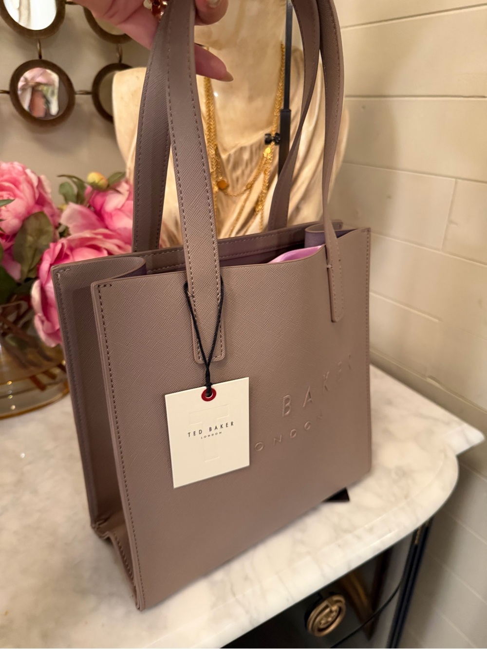 Ted Baker Taupe Saffiano Tote in Soft -Taupe